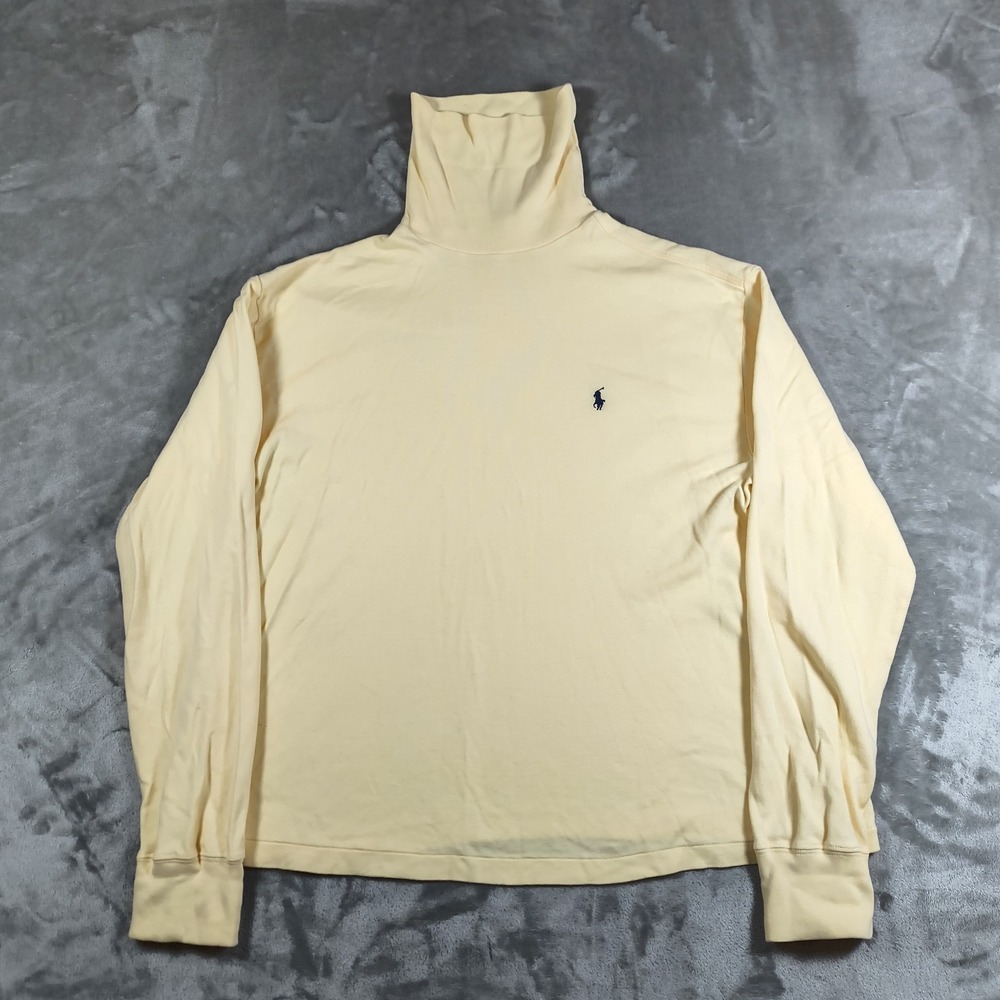 Vintage Polo Ralph Lauren Sport Turtleneck Shirt Mens Large Ivory Pony Long Slee